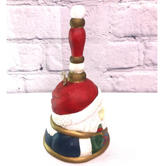 Santa Claus Bisque Ceramic Hand Painted Christmas Holiday Hand Bell - Picture 3 of 8